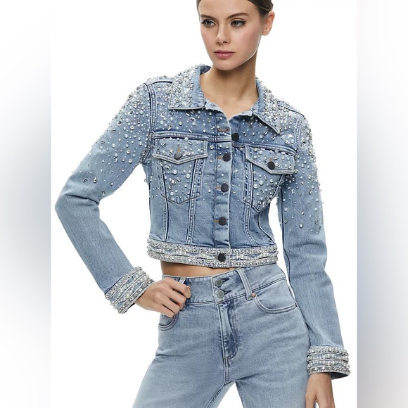 ALICE.&.OLIVIA/NELSON.BEADED.DENIM.JACKET - Picture 1 of 16